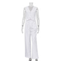 Cotton Linen Sleeveless Vest Two Piece Set
