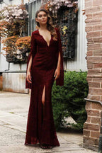 Full Length Long-Sleeved Long Elegant Dress