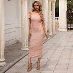 Party Mini Dress Sequined One Shoulder Dress