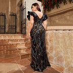 Plus Size Dress Sequin Maxi Dress