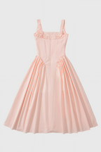 Lyrice Rose Pink Stretch Cotton Midi Dress