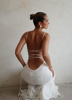 Spaghetti Strap Lace Overlay Mermaid Maxi Dress