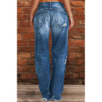 DressBetty - Broken Hole Casual Straight Leg Jeans