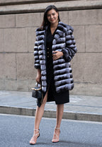 Artificial Mink Hooded Fur Coat