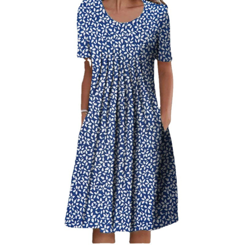 Jenni Statement Women's Floral Midi Dress with Pleated Design Boutique Collection