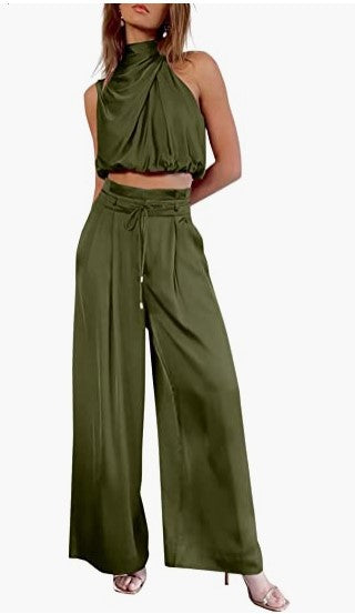 Sleeveless Collar Two Piece Sets