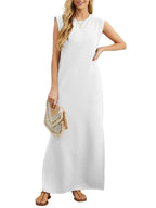 Crew Neck Muscle Tank Sleeveless Relaxed Shift Maxi Dress