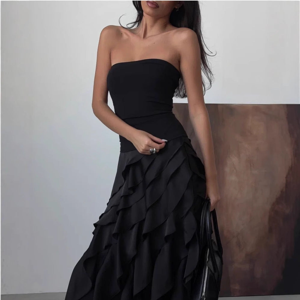 Mercedes Statement Women's Evening Dress with Flowing Ruffle Details Elevated Occasion Wear