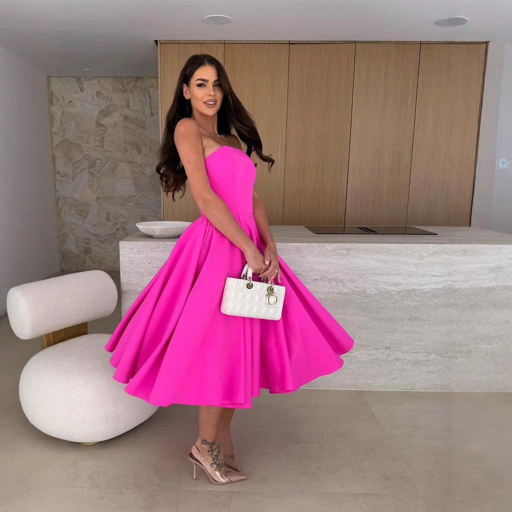 Natalia Chic Women's Evening Dress with a Swinging Skirt and Strapless Design Boutique Collection