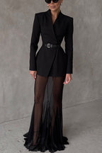 French summer chiffon fish tail eternal mesh high waisted elastic fish tail long skirt