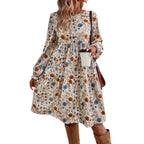 Norma Premium Women's Floral Dress with a Casual Cut and Puff Sleeves Wardrobe Essential