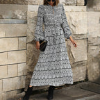 DressBetty - Bohemian Print Long Sleeve Dress