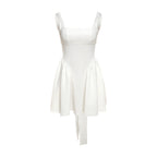 Square Neck Bow Back Drop Waist Fit and Flare Mini Dress