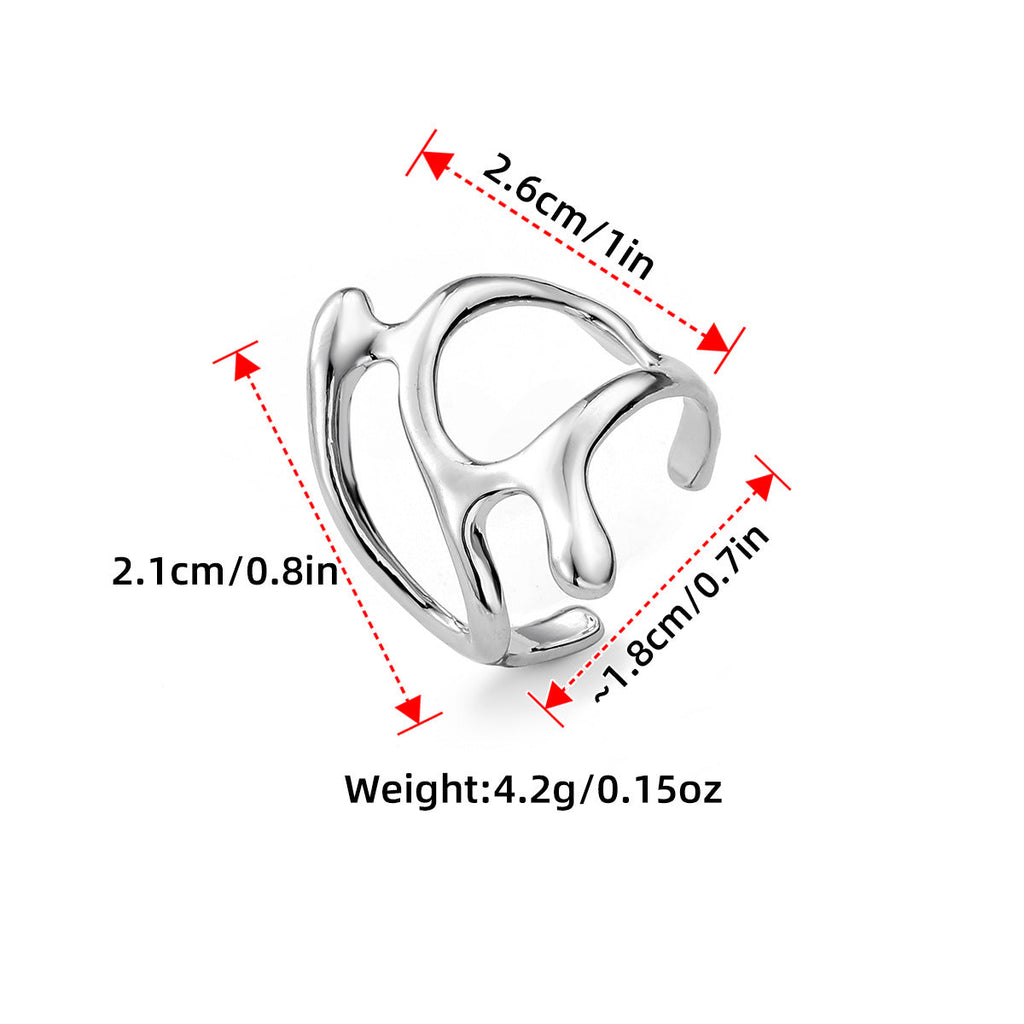 Hollow Geometric Irregular Open Knuckle Ring