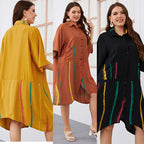 Plus Size Irregular Short Sleeves Shirt Dress
