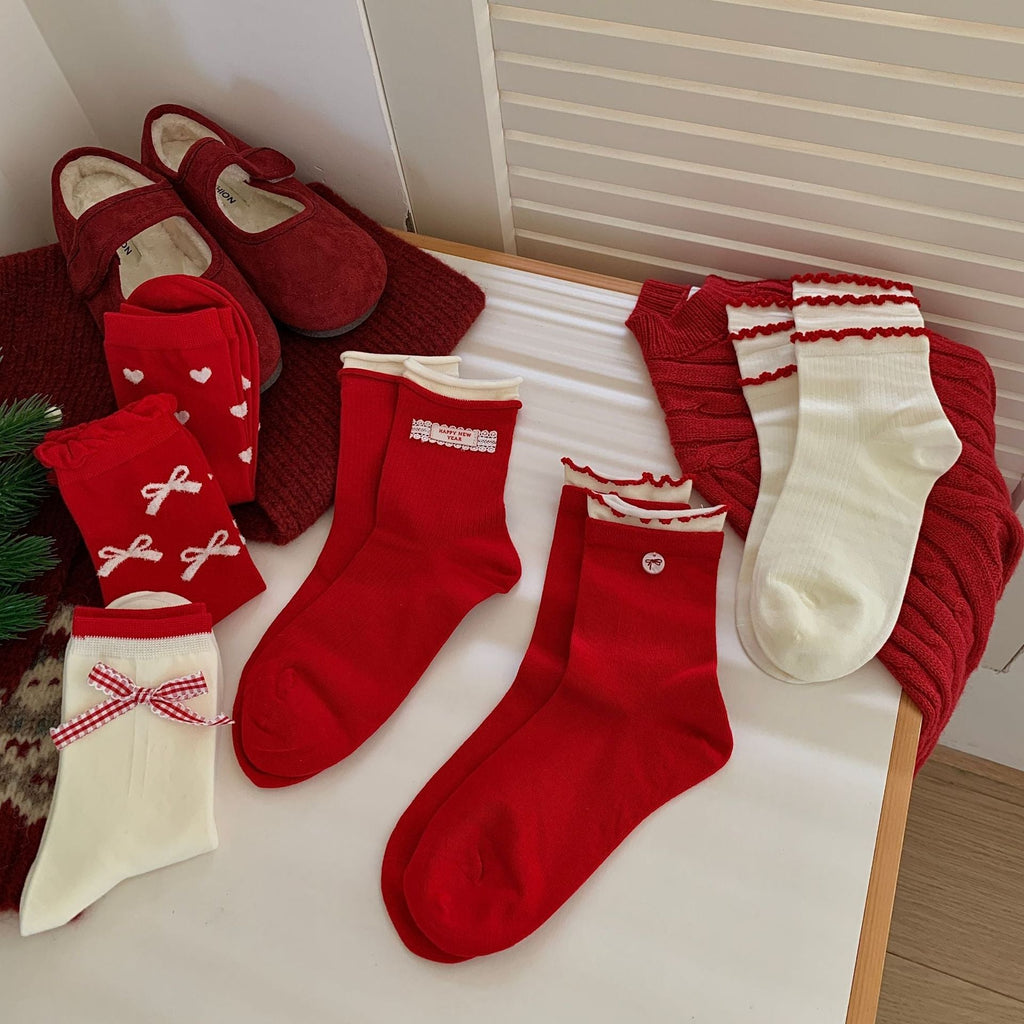 Bow Slouchy Mid-Calf Cute Socks