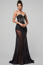 Berlin Rhinestone Mesh Bandage Maxi Dress