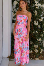 Yolanda Exclusive Maxi Dress Pink/blue Print Elevated Occasion Wear