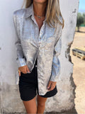 Casual Suede Polo Collar Shirt