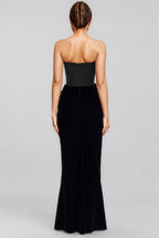 Kora Fishbone Sheath Velvet Maxi Dress