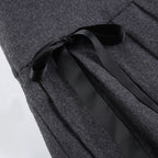 Pleated bowknot contrast high rise A line mini skirt