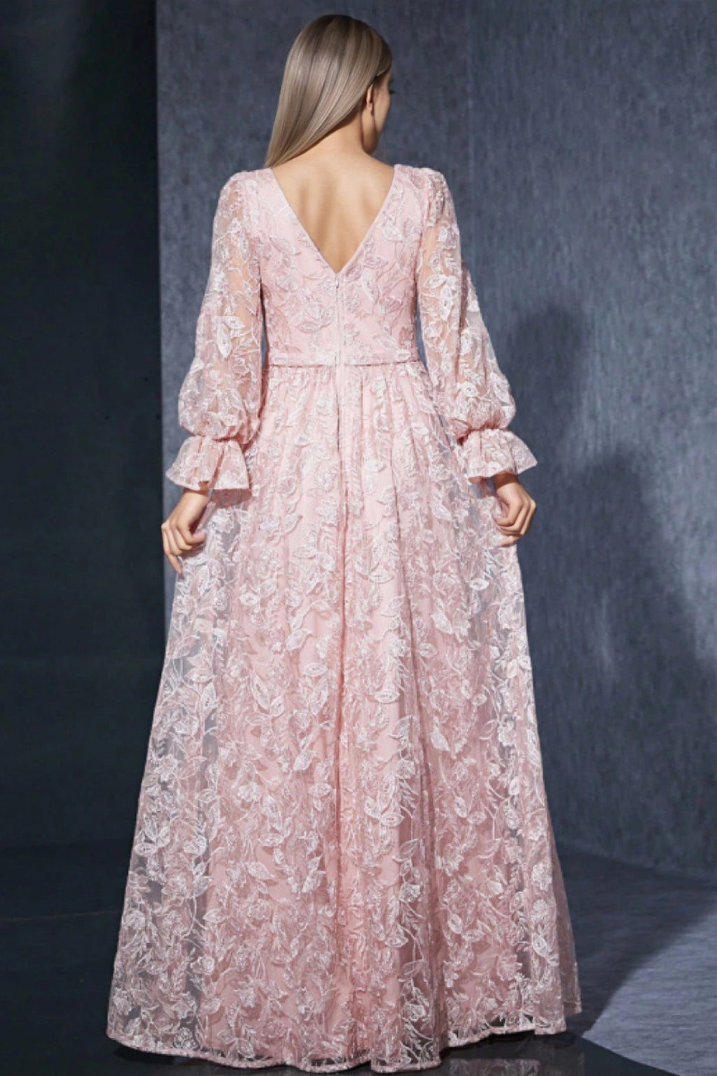 Zaria Pink Lace High Slit Maxi Dress