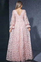 Zaria Pink Lace High Slit Maxi Dress