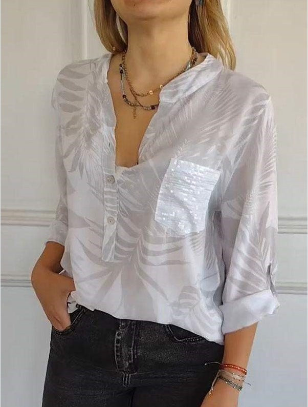 Versatile Design V neck Printed Top