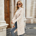 Plaid Hooded Knitted Cardigan Sweater