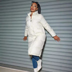 Solid Zipped Long Cotton Jacket