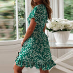 Jimena Effortless Women's Floral Shirt Dress with Ruffle Hem Boutique Collection