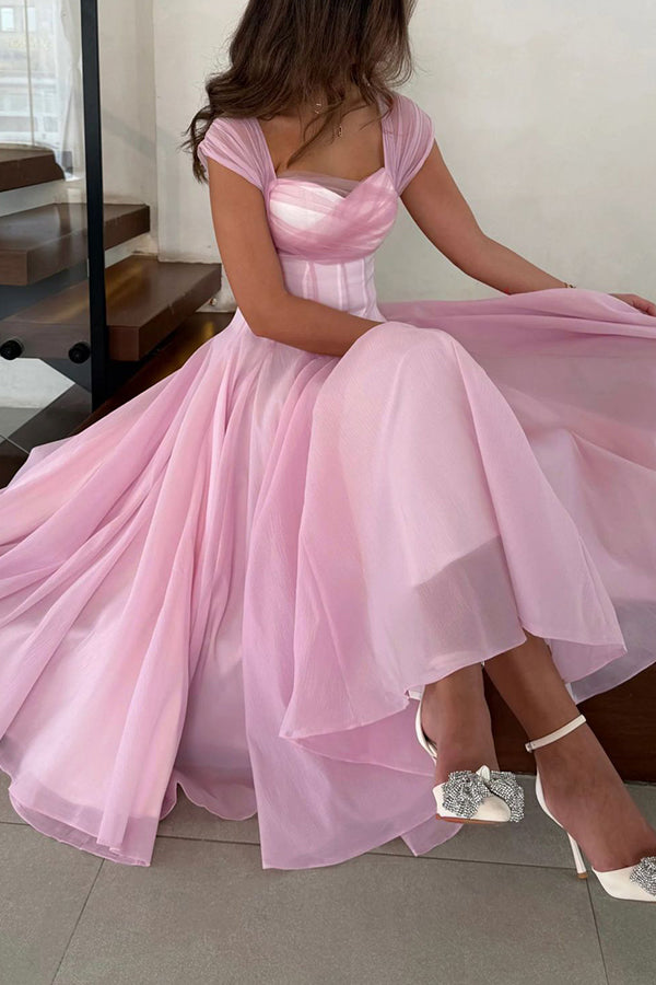 Elegant Sleeveless Waist-cinching Tulle Full-hem Maxi Dress