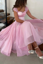 Elegant Sleeveless Waist-cinching Tulle Full-hem Maxi Dress