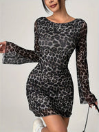 Sexy Leopard Print Backless Party Dress
