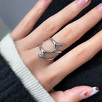 Hollow Geometric Irregular Open Knuckle Ring
