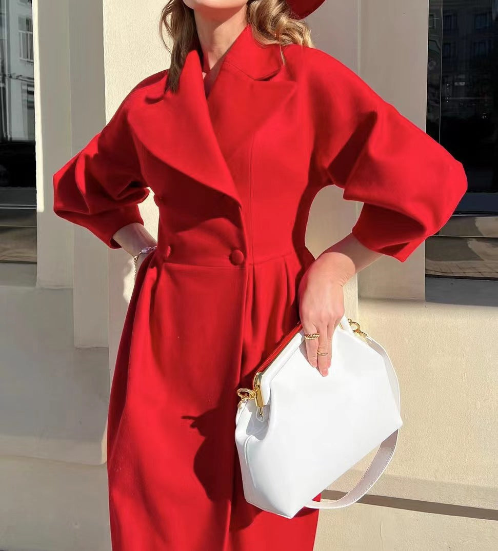| Coat with Puff Sleeves and Lapels
