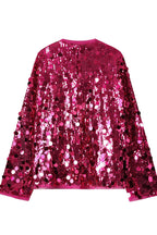Fashion Sequined Long-sleeved V-neck Loose Lace-up Cardigan