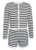 Marseille Knit Set Striped Cardigan & High-Waisted Shorts