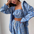 Long Sleeved Shirt Tube Top High Waist Set
