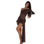 Juana Boutique Women's Asymmetric Wrap Dress with Ruffles and Long Sleeves Elevated Occasion Wear