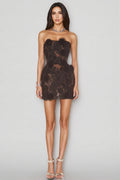 Ezrans Strapless 3D Flower Mini Dress