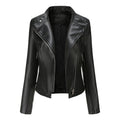 Faux Leather Collared Slim-Fit Jacket