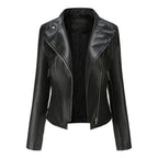 Faux Leather Collared Slim-Fit Jacket