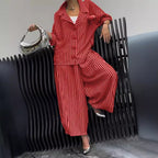 Wide Leg Pinstripe Loose Casual Sets