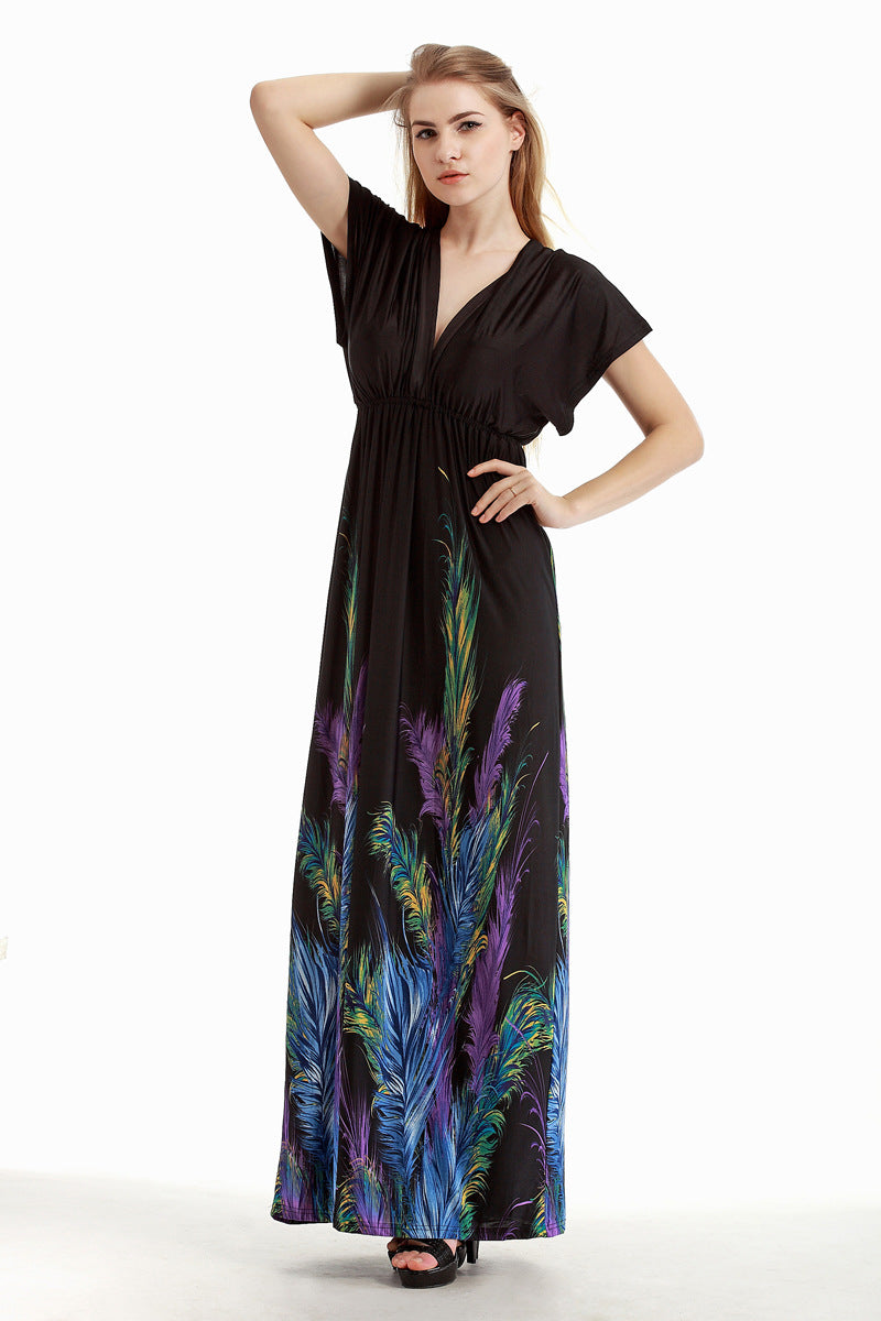 Plus Size Sexy Printed Plunge Dress