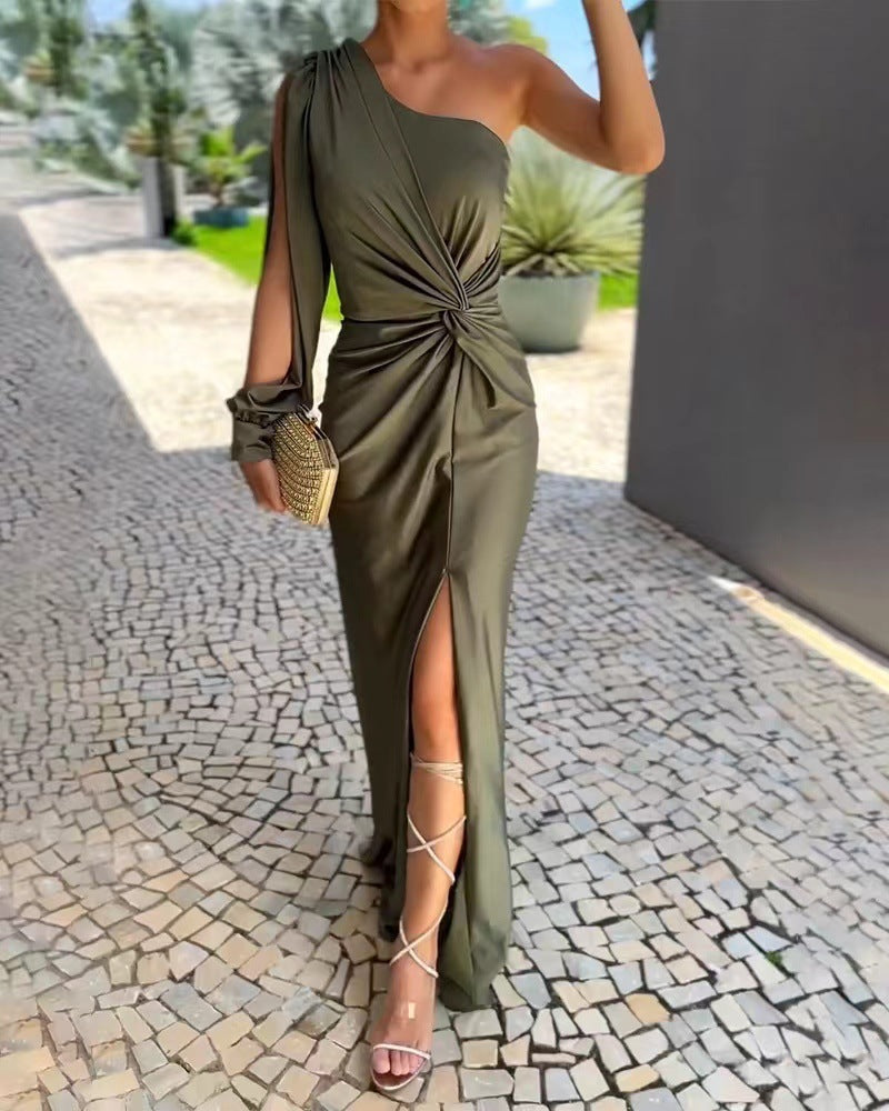 Luisa Chic One Shoulder Evening Dress Statement Occasion Edit