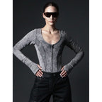 Washed and distressed tight top