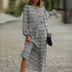 DressBetty - Bohemian Print Long Sleeve Dress