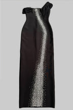 Rylihd One-Shoulder Mesh Rhinestones Maxi Dress