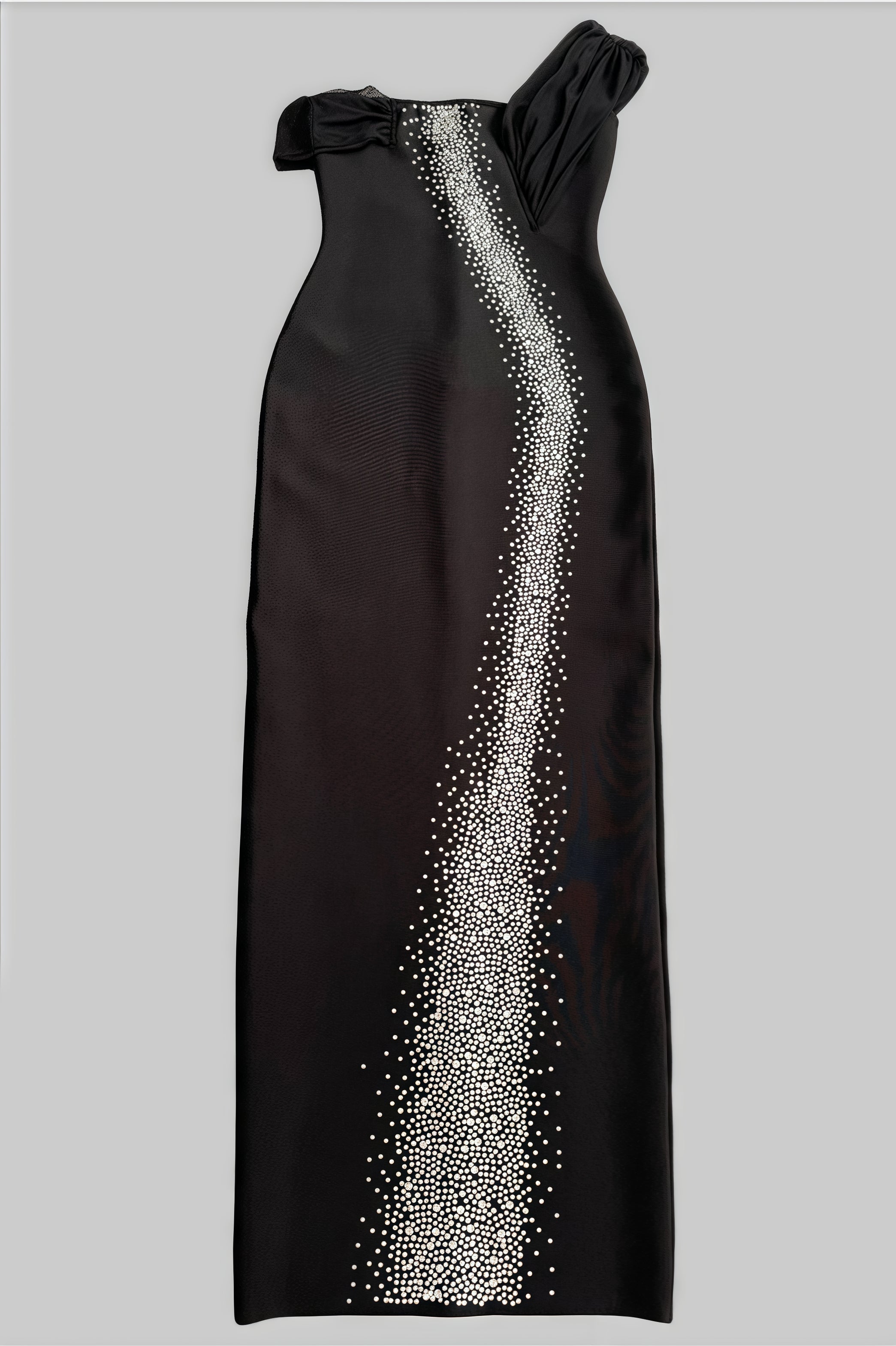 Rylihd One-Shoulder Mesh Rhinestones Maxi Dress